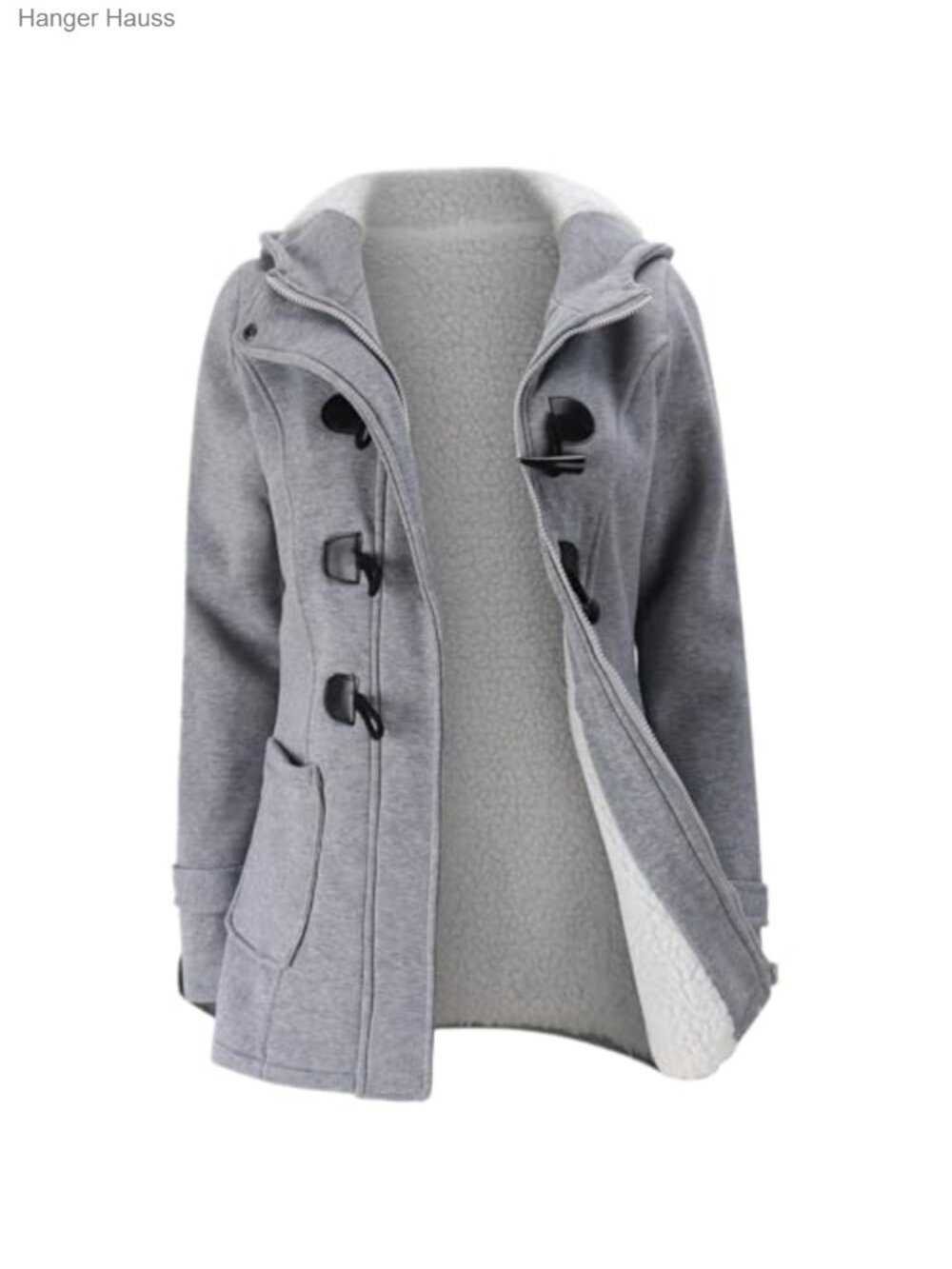 Womens Fleece Thicken Coat Hooded Horn Button Winter Warm Jacket